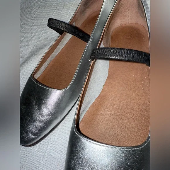 GUC Madewell Silver Women's Greta Ballet Flats / Mary Janes sz 8.5/9 - Picture 3 of 13
